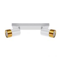 Plafonnier 2 Spots Orientables BLANC et OR pour Ampoule GU10 - SILAMP
