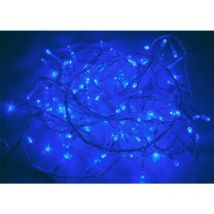 Guirlande LED 220V 15M IP44 300 LED - Bleu avec minuteur (+transfo) - Câble vert - SILAMP