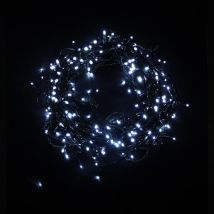Guirlande Lumineuse 15M 192LED IP44, 8 modes + timer, Câble vert - Blanc Froid (piles non incluses) - SILAMP