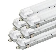Kit de Réglette LED IP65 + 2 Tube Néon LED 120cm T8 18W (Pack de 6) - Blanc Froid 6000K - 8000K - Blanc Froid 6000K - 8000K - SILAMP