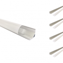 Profilé Aluminium Angle 2m pour Ruban LED Couvercle Blanc Opaque (pack de 5) - SILAMP