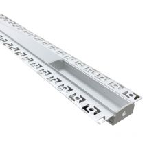 Profilé Aluminium encastré 2m pour Ruban LED Double Couvercle Blanc Opaque - SILAMP
