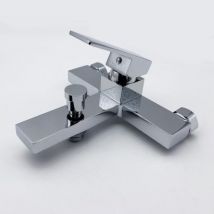 Robinet Mitigeur de Baignoire Chrome Carré + Pomme de Douche - SILAMP