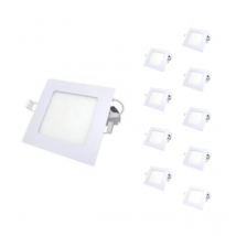 Spot LED Encastrable Carré BLANC 6W (Pack de 10) - Blanc Neutre 4000K - 5500K - Blanc Neutre 4000K - 5500K - SILAMP