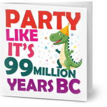 Personalised Greeting Cards 14cm Square - Party Dinosaur - Pack of 10