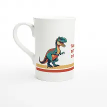 Personalisable White 10oz Porcelain Slim Mug - T-Rex Biscuits