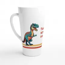 Personalisable White Latte 17oz Ceramic Mug - T-Rex Biscuits