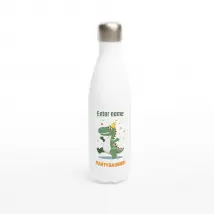 Personalisable White 17oz Stainless Steel Water Bottle - Party Dinosaur