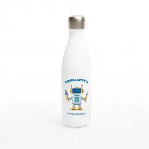 Personalisable White 17oz Stainless Steel Water Bottle - Robot Assistant