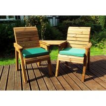 Scandinavian Redwood Garden Tete a Tete by Charles Taylor - 2 Seats Green Cushions