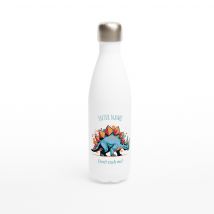 Personalisable White 17oz Stainless Steel Water Bottle - Stegosaurus Don't Rush Me