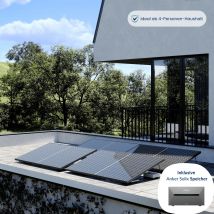 Premium Refurbished Balkonkraftwerk mit Anker-Speicher (1620W, Flachdach, Schwarz)