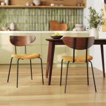 2er Set Stühle aus Kordsamt und Nussbaumholz, senfgelb - Jade - Rendez-Vous Déco