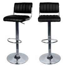 Set de 2 sillas de bar ajustables 65/87 cm en cuero sintético negro - Houston - Rendez-Vous Déco