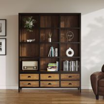 Librería 6 cajones 12 nichos en metal y madera de cedro - Shelby - Rendez-Vous Déco