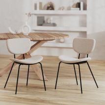 Set de 2 sillas beige en tejido bouclé con patas de metal - Verner - Rendez-Vous Déco