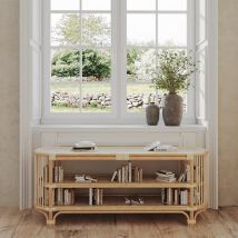 Console 140 cm en rotin naturel avec étagères - Marthe - Rendez-Vous Déco