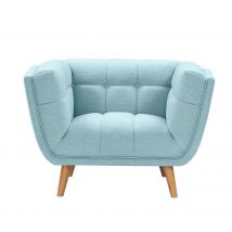 Fauteuil capitonné en tissu bleu clair - Carmen - Rendez-Vous Déco