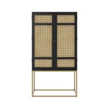 Armario madera negra y caña 2 puertas - Shellona - Rendez-Vous Déco