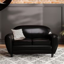 Sofá negro de 2 plazas en piel revestida - Club - Rendez-Vous Déco