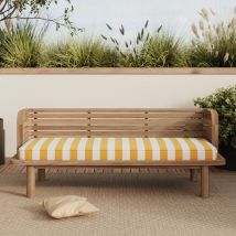 Gartensofa 2 Plätze aus Teakholz, gelb gestreiftes Kissen - Kilda - Rendez-Vous Déco