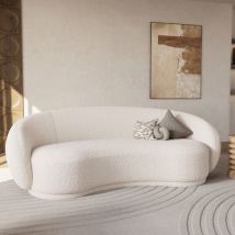 Sofá de 3 plazas en tela bouclé blanco - Nova - Rendez-Vous Déco