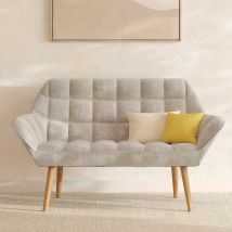 Sofá 2 plazas de tela gris claro - Simba - Rendez-Vous Déco