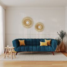 Sofá de 3 plazas en terciopelo azul oscuro - Mona - Rendez-Vous Déco