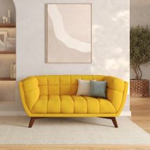 Sofá de 2 plazas en terciopelo amarillo - Mona - Rendez-Vous Déco
