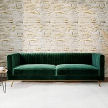 Sofá de 3 plazas en terciopelo verde oscuro - Gatsby - Rendez-Vous Déco