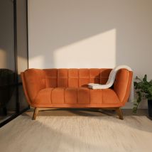 Sofá de 2 plazas en terciopelo naranja cúrcuma - Mona - Rendez-Vous Déco