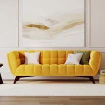 Sofá de 3 plazas en terciopelo amarillo - Mona - Rendez-Vous Déco