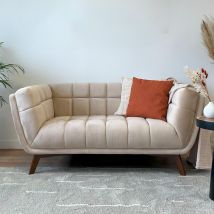 Sofá de 2 plazas en terciopelo beige - Mona - Rendez-Vous Déco