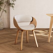 Silla de madera clara y PU blanco - Adelmar - Rendez-Vous Déco