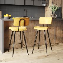 Set de 2 taburetes para isla de cocina de sintético amarillo 66 cm - Texas - Rendez-Vous Déco
