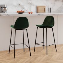 Set de 2 sillas para isla de cocina en terciopelo verde oscuro 65 cm - Henrik - Rendez-Vous Déco