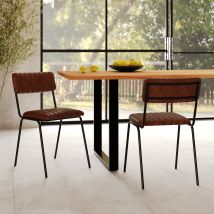 Lot de 2 chaises en cuir de buffle marron - Arsène - Rendez-Vous Déco