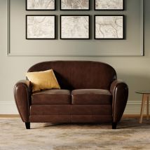 Sofá marrón de 2 plazas en cuero recubierto - Club - Rendez-Vous Déco