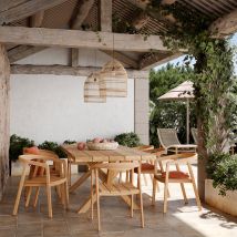 Mesa y sillas de jardín para 8-10 personas en madera de teca maciza - Soraya - Rendez-Vous Déco