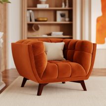 Fauteuil en velours orange curcuma - Mona - Rendez-Vous Déco