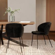 2er Set Stühle aus Bouclé-Stoff mit Metallbeinen, schwarzem - Groom - Rendez-Vous Déco