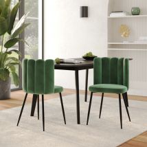 Set de 2 sillas de terciopelo verde con patas de metal - Rosy - Rendez-Vous Déco