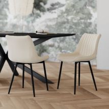 Set aus 2 Stühlen aus beigem Stoff und schwarzem Metall - Killi - Rendez-Vous Déco