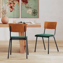 Lot de 2 chaises en bois foncé et velours vert - Nico - Rendez-Vous Déco