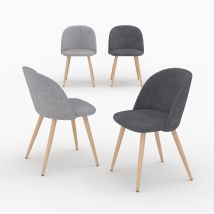 Set di 4 sedie in tessuto grigio scuro e grigio chiaro - Cozy - Rendez-vous Déco