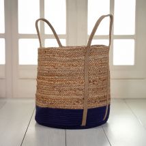 Cesta de yute natural y azul - Vicky - Rendez-Vous Déco