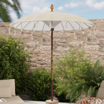 Parasol en bois de cocotier et tissu crème - Ali - Rendez-Vous Déco