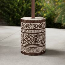 Fuß für Sonnenschirm aus Suarholz mit weißen Gravuren - Taga - Rendez-Vous Déco