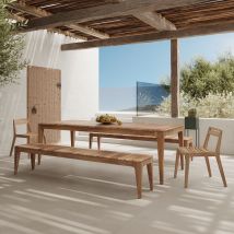 Mesa, bancos y sillas de jardín en teca reciclada para 10 personas - Nonza - Rendez-Vous Déco