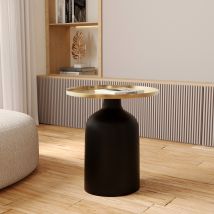 Table d'appoint ronde en métal noir et laiton D45 cm - Lyne - Rendez-Vous Déco